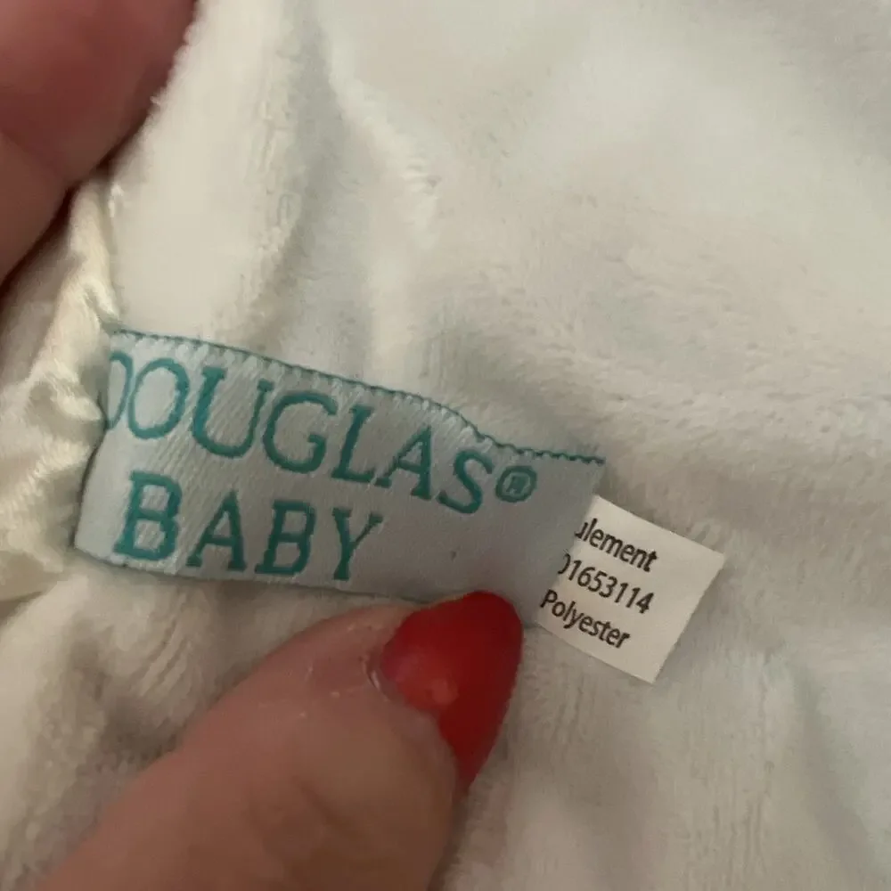 Douglas Baby Gray/Blue/Green Puppy Lovey Blanket Satin Trim 14”x14” Infant+ GUC